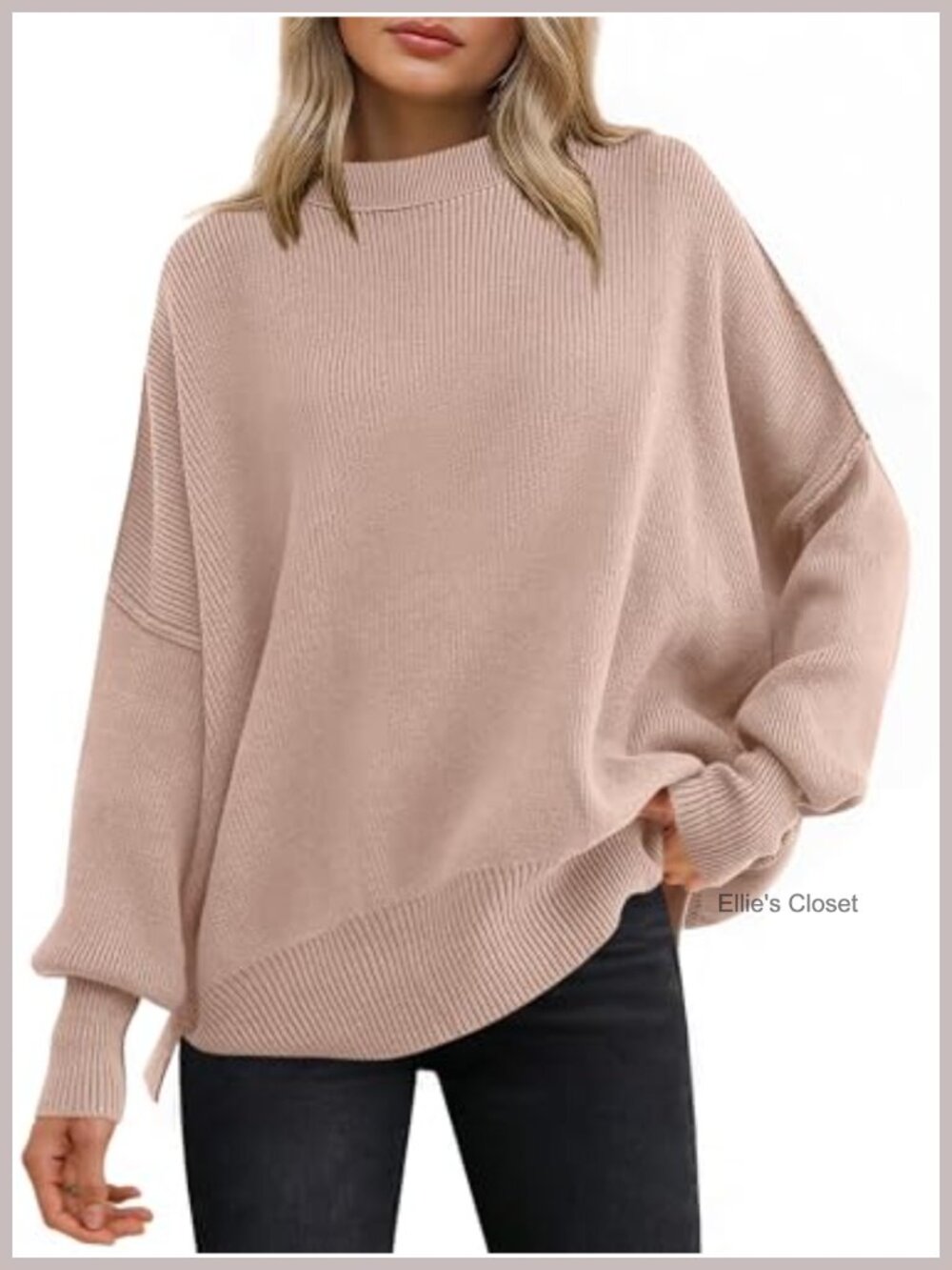 Oversized Chunky Ribbed Knit Pullover Sweater Batwing Sleeve Crew Neck